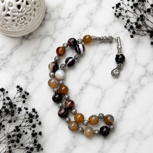 Sulamani Aqeeq Tasbih 10mm – Premium Handmade Natural Gemstone Prayer Beads