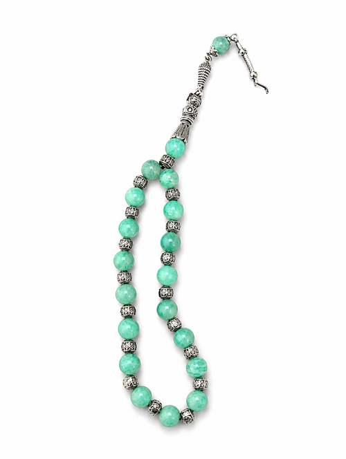 Premium Amazonite Stone Tasbih – Natural Aqua Green Prayer Beads