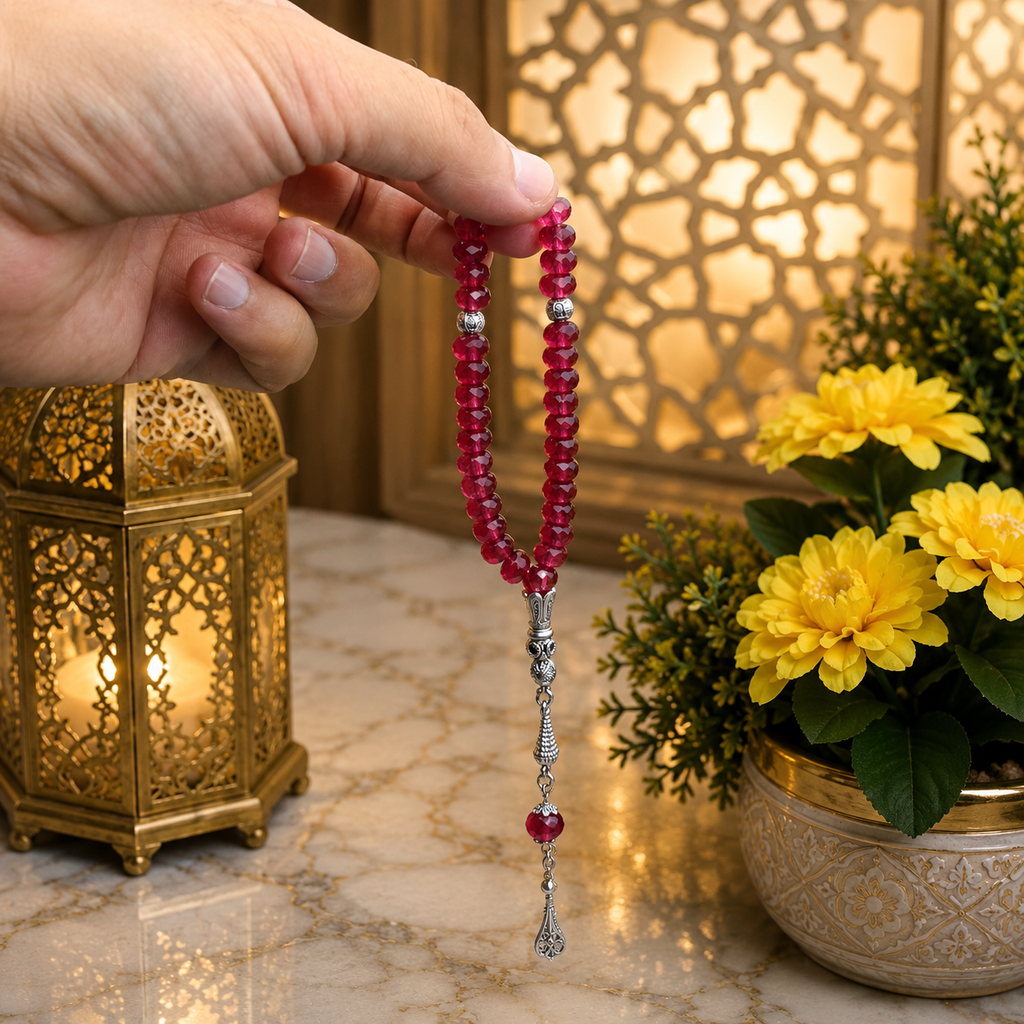 Red Garnet Stone Tasbih – 33 Prayer Beads | Free Delivery 🚚 | ادائیگی سے پہلے پارسل کھول کر چیک کریں 📦
