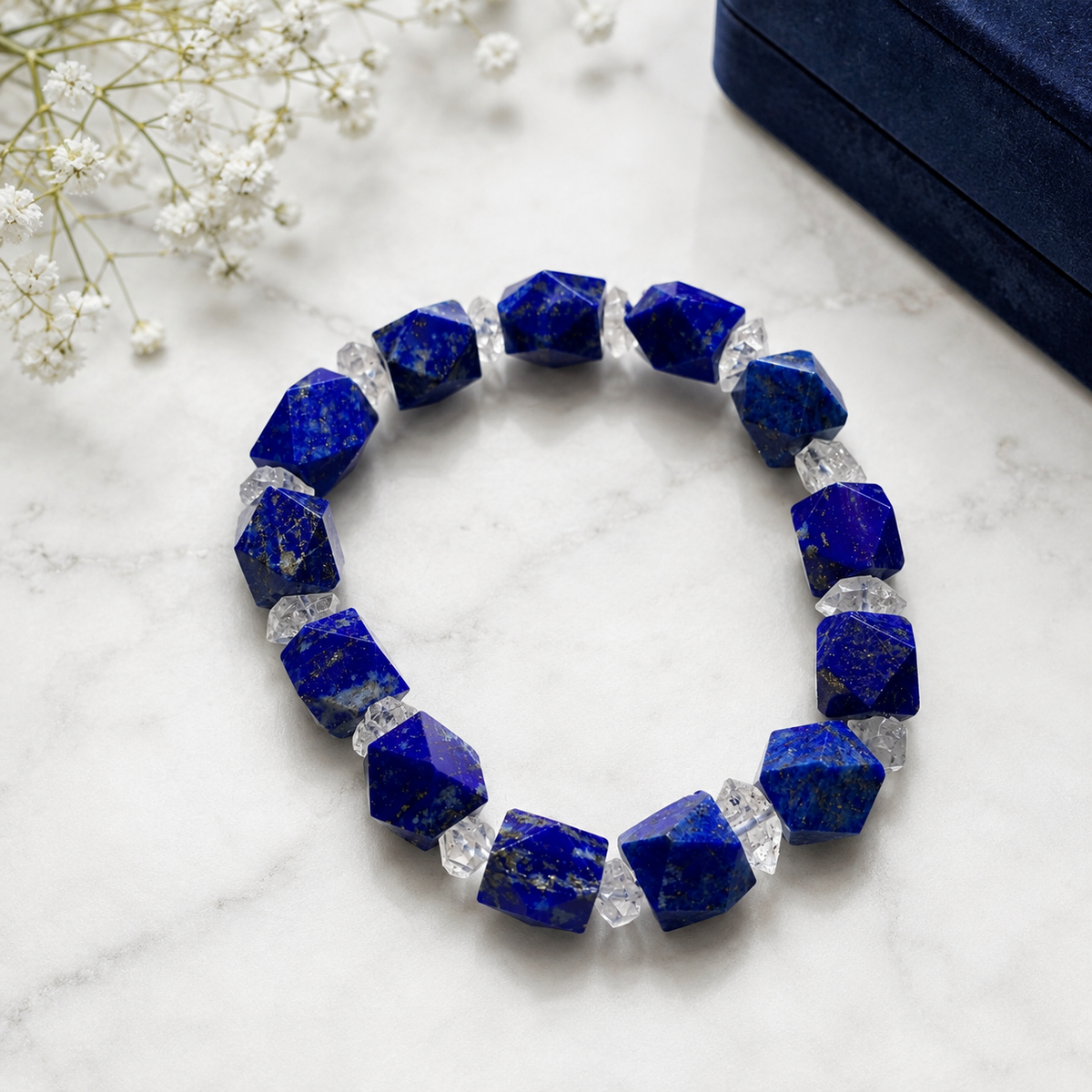 Natural Lajwar Lapis Lazuli Bracelet – Premium Blue Gemstone Beads | Free Delivery