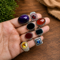 Deal of 8 Gemstone Rings – Neelum Colour, Ruby Colour, Pukhraj Colour, Yemeni Aqeeq & Black Aqeeq Collection