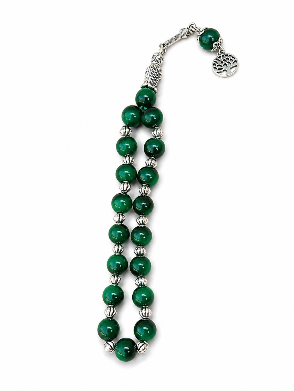 Premium Green Aqeeq Tasbih – Handcrafted Natural Stone Prayer Beads