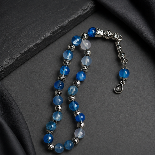 Nellum Color Aqeeq Tasbih – Premium Natural Gemstone Prayer Beads