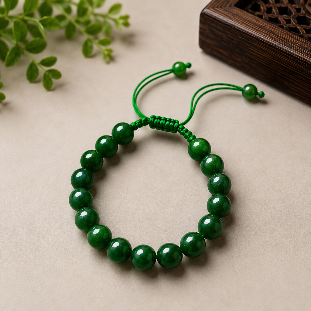 Natural Green Jade Bracelet – Premium Gemstone Beads | Free Delivery